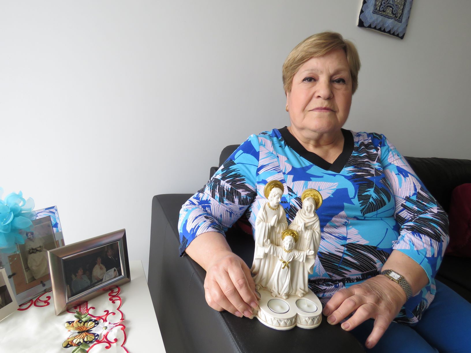 Madlin Akmakjyan with her beloved Holy Family statue in her home in Hume’s Telopea property 